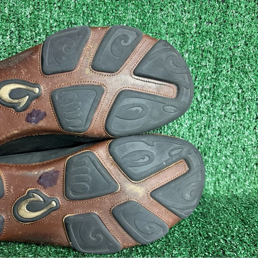 Olukai Men Moloa Slip On Dark‎ Leather Loafers Shoes Nubuck 10